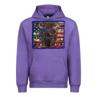 Tulip bison with american flag and glasses Urban Hoodie - RanaPortraitStore