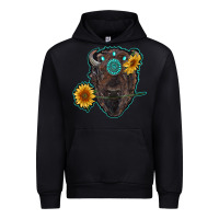 Black bison head with sunflowers and gemstone Urban Hoodie - RanaPortraitStore