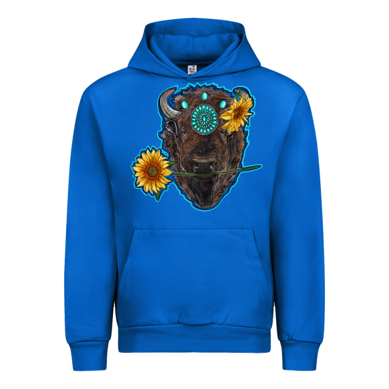 Bison Head With Sunflowers And Gemstone Urban Hoodie by RanaPortraitStore | Teevron