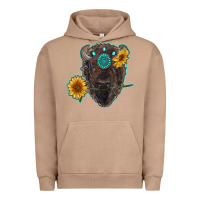 Pigment Burro bison head with sunflowers and gemstone Urban Hoodie - RanaPortraitStore