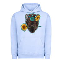 Pigment Grape Ice bison head with sunflowers and gemstone Urban Hoodie - RanaPortraitStore