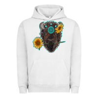 Pigment Lunar Rock bison head with sunflowers and gemstone Urban Hoodie - RanaPortraitStore