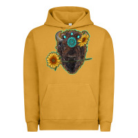 Pigment Peanut Butter bison head with sunflowers and gemstone Urban Hoodie - RanaPortraitStore