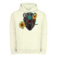 Pigment Pistachio bison head with sunflowers and gemstone Urban Hoodie - RanaPortraitStore