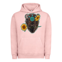 Pigment Salmon bison head with sunflowers and gemstone Urban Hoodie - RanaPortraitStore
