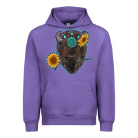Tulip bison head with sunflowers and gemstone Urban Hoodie - RanaPortraitStore
