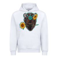 White bison head with sunflowers and gemstone Urban Hoodie - RanaPortraitStore