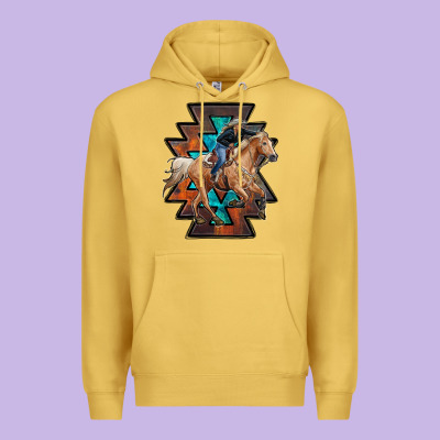 Cowgirl With Aztec Premium Hoodie Designed By Ranaportraitstore