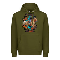 Army Green cowgirl with aztec Premium Hoodie - RanaPortraitStore