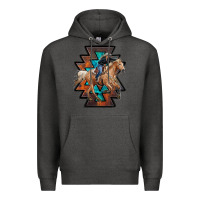 Charcoal Heather cowgirl with aztec Premium Hoodie - RanaPortraitStore