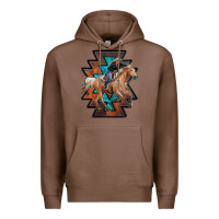 Chestnut cowgirl with aztec Premium Hoodie - RanaPortraitStore