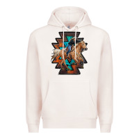 Pale Pink cowgirl with aztec Premium Hoodie - RanaPortraitStore