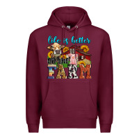 Burgundy life is better on the farm Premium Hoodie - Zillion Design Studio