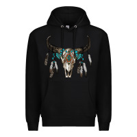 Black boho bull skull Premium Hoodie - RanaPortraitStore