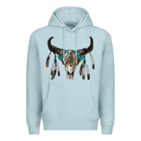 Blue Mist boho bull skull Premium Hoodie - RanaPortraitStore
