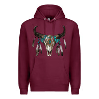 Burgundy boho bull skull Premium Hoodie - RanaPortraitStore