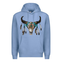 Colony Blue boho bull skull Premium Hoodie - RanaPortraitStore