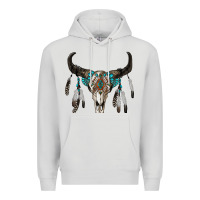 Dove Grey boho bull skull Premium Hoodie - RanaPortraitStore