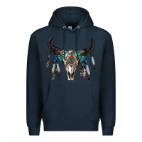 Navy boho bull skull Premium Hoodie - RanaPortraitStore