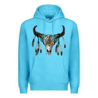 Ocean Blue boho bull skull Premium Hoodie - RanaPortraitStore