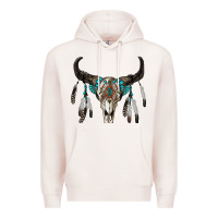 Pale Pink boho bull skull Premium Hoodie - RanaPortraitStore