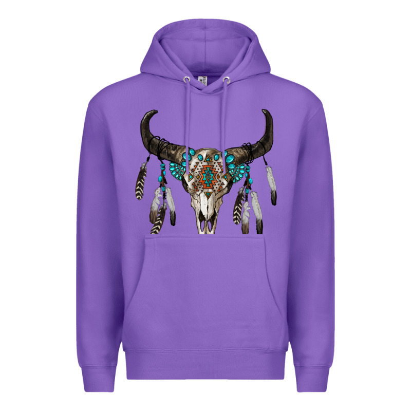 Boho Bull Skull Premium Hoodie by RanaPortraitStore | Teevron