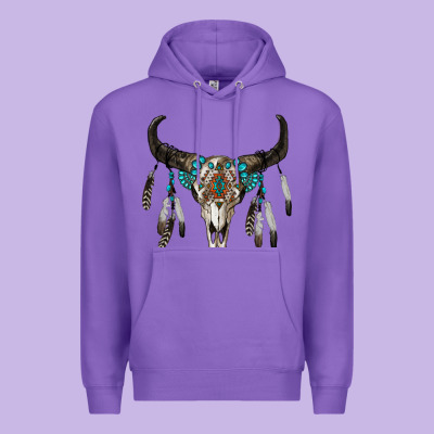 Boho Bull Skull Premium Hoodie Designed By Ranaportraitstore