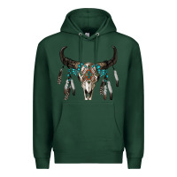 Sports Green boho bull skull Premium Hoodie - RanaPortraitStore
