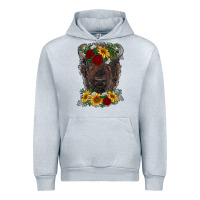 Heather Grey bison face with flowers Urban Hoodie - RanaPortraitStore