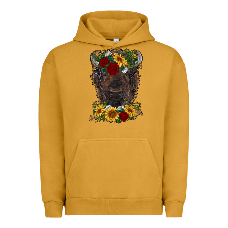Bison Face With Flowers Urban Hoodie by RanaPortraitStore | Teevron