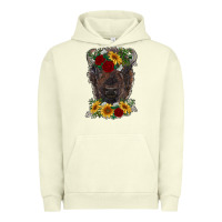 Pigment Pistachio bison face with flowers Urban Hoodie - RanaPortraitStore