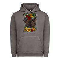 Pigment Tornado bison face with flowers Urban Hoodie - RanaPortraitStore