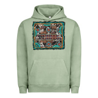 Pigment Oil Green aztec background with gemstone and cowhide Urban Hoodie - RanaPortraitStore