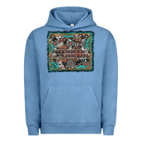 Pigment Pebble Blue aztec background with gemstone and cowhide Urban Hoodie - RanaPortraitStore