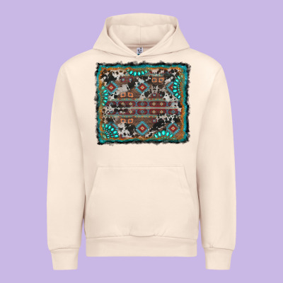 Aztec Background With Gemstone And Cowhide Urban Hoodie Designed By Ranaportraitstore