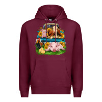 Burgundy farm truck animals Premium Hoodie - Zillion Design Studio