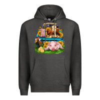 Charcoal Heather farm truck animals Premium Hoodie - Zillion Design Studio