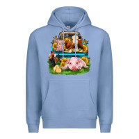 Colony Blue farm truck animals Premium Hoodie - Zillion Design Studio