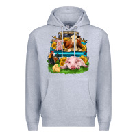 Heather Grey farm truck animals Premium Hoodie - Zillion Design Studio