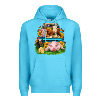 Ocean Blue farm truck animals Premium Hoodie - Zillion Design Studio
