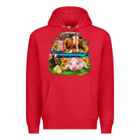Red farm truck animals Premium Hoodie - Zillion Design Studio