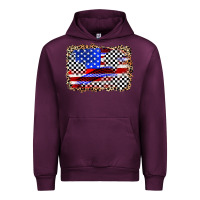 Mauve Wine race american flag Urban Hoodie - Zillion Design Studio