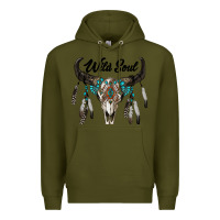 Army Green wild soul boho skull Premium Hoodie - RanaPortraitStore