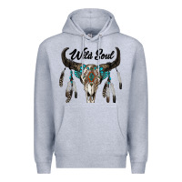 Heather Grey wild soul boho skull Premium Hoodie - RanaPortraitStore