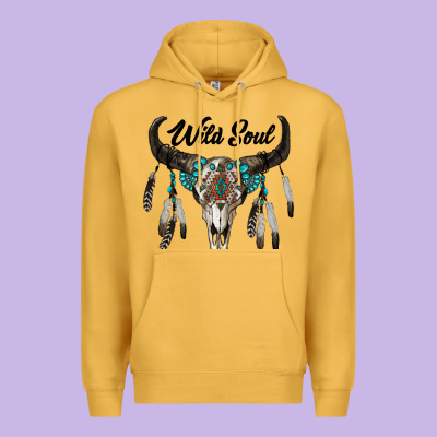 Wild Soul Boho Skull Premium Hoodie Designed By Ranaportraitstore