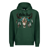 Sports Green wild soul boho skull Premium Hoodie - RanaPortraitStore