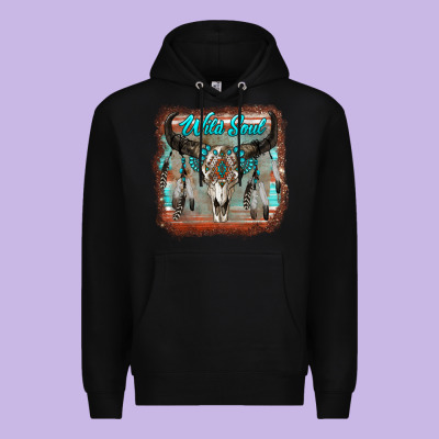 Wild Soul Boho Skull With Background Premium Hoodie Designed By Ranaportraitstore