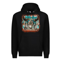 Black wild soul boho skull with background Premium Hoodie - RanaPortraitStore