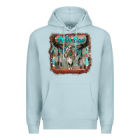 Blue Mist wild soul boho skull with background Premium Hoodie - RanaPortraitStore