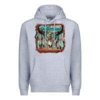 Heather Grey wild soul boho skull with background Premium Hoodie - RanaPortraitStore